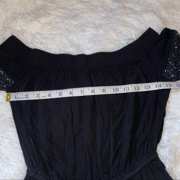 Blush brand off shoulder black Woman’s small romper 3/4 bell sleeve shorts - Picture 7 of 9